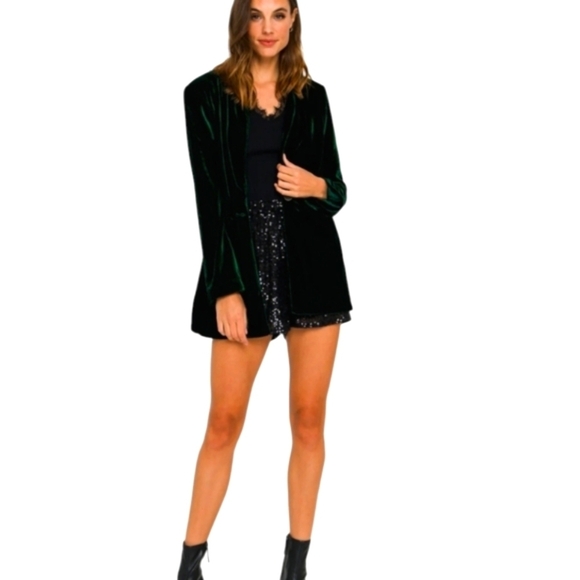 Emerald green velvet loose fit long relaxed Party blazer by Endless Rose sz S - Picture 7 of 11